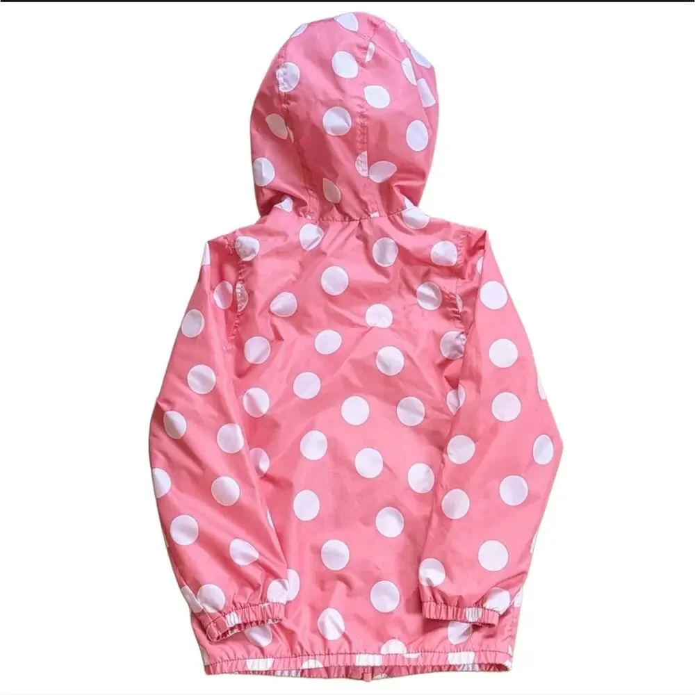 Carter's Pink White Polka Dot Lightweight Full Zip Nylon Raincoat Jacket